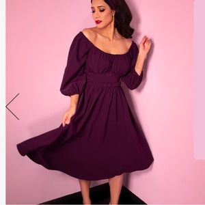VACATION DRESS IN EGGPLANT - VIXEN BY MICHELINE PITT